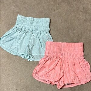 Free People Athletic Shorts in Light Blue and Pink
